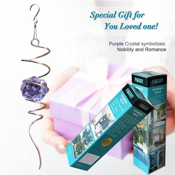 Gazing Ball Spiral Tail-Decorative Wind Spinner Sun Catcher Rainbow Maker 11inch - Picture 3 of 6